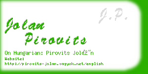 jolan pirovits business card